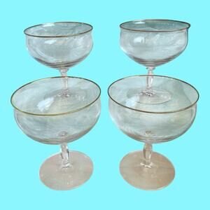 Christopher Stuart Talia Gold Rim Margarita Sherbert Glasses 5” Set Of 4